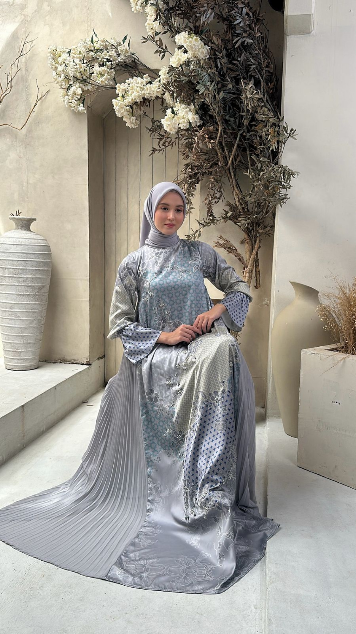 ZAMAERAA SIGNATURE FAMILY SET DRESS DEWASA ( LIGHT GREY )