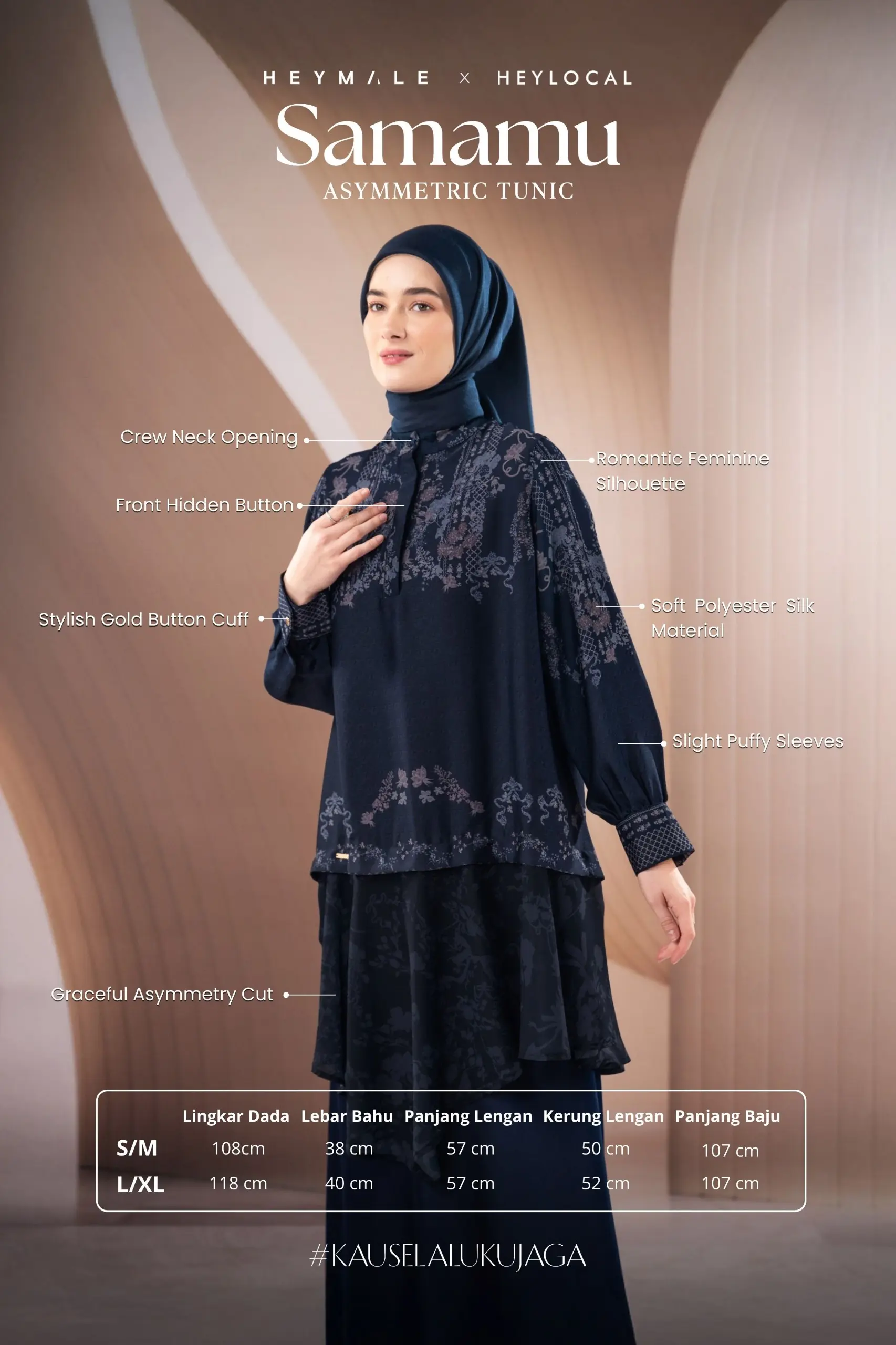 SAMAMU ASYMMETRIC TUNIC MIDNIGHT